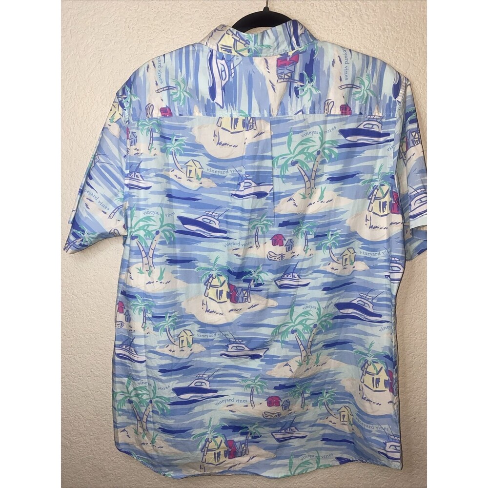 Vineyard Vines Island Tropical shirt Boat L Ocean Short Sleeve button - Picture 7 of 8